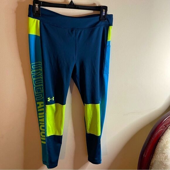 Under Armour Girl’s Colorblock Logo Leggings- Size Large - Picture 1 of 5